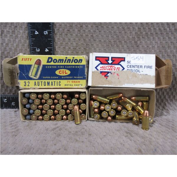 32 Auto - Box of 28 Western, Box of 50 Dominion
