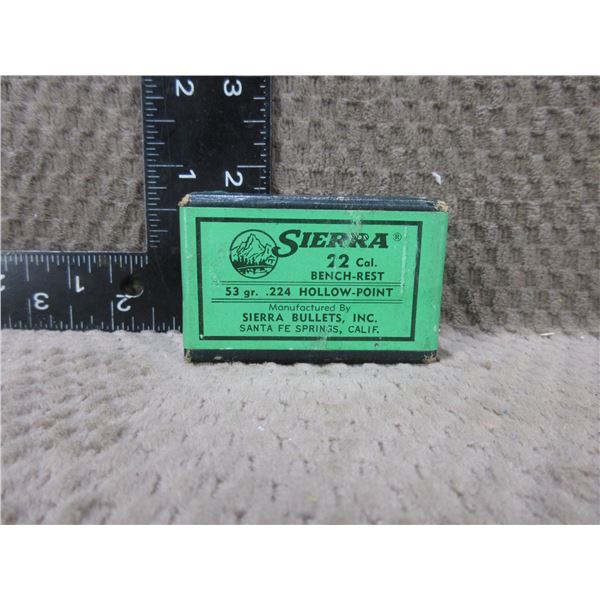 22 Cal. 53gr .224 HP Sierra Bullets - Sealed Box of 100