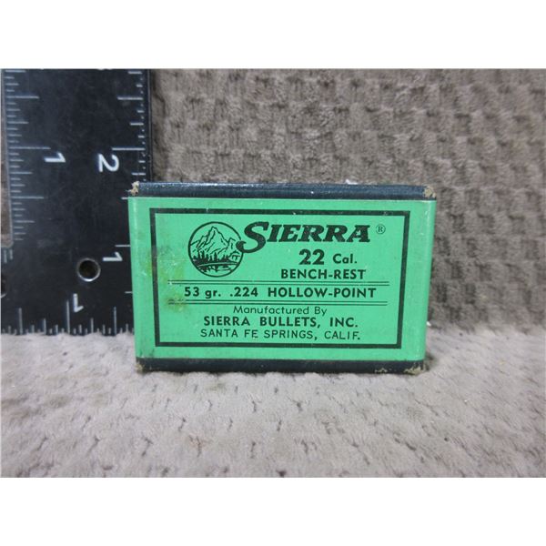 22 Cal. 53gr .224 HP Sierra Bullets - Sealed Box of 100