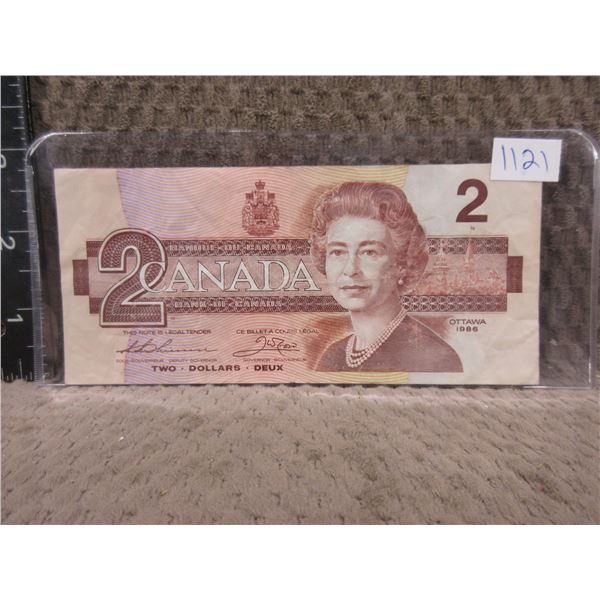 1986 Canadian 2 Dollar Bill