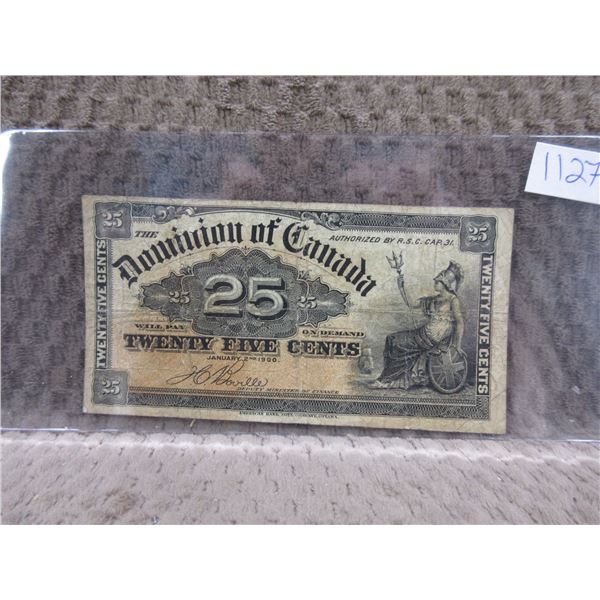 1900 Canadian 25 Cent Bill - Shinplaster