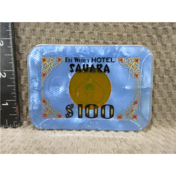 Del Webb's Sahara Hotel Baccarat Chip - $100