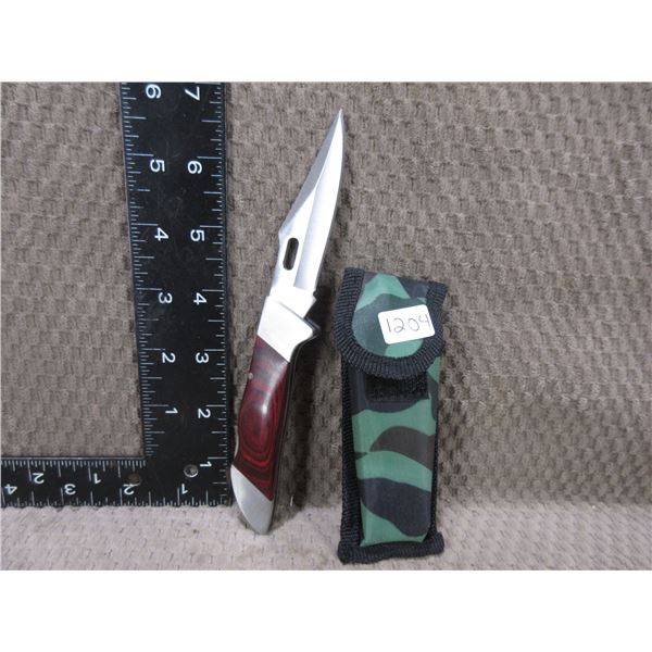 Pocket Knife - Locking - Stainless With Sheath