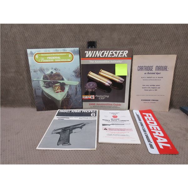 5 Misc. Gun Catalogues & Books & 1 Federal Sticker