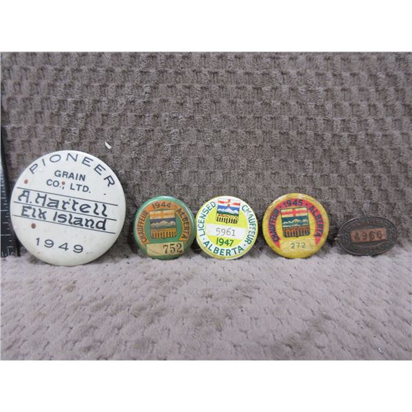 Bag of Vintage Chauffeur Licenses & Pioneer Grain Pin