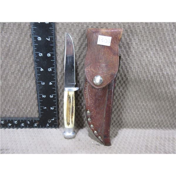 Fixed Blade Hunting Knife - Stag Handle With Sheath