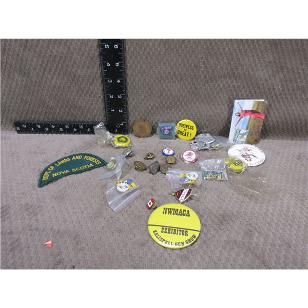 Bag of 26 Assorted Pins/Buttons