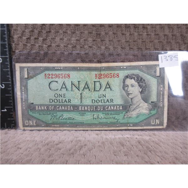 1954 Canadian 1 Dollar Bill