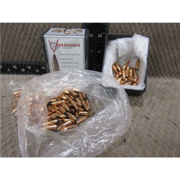22 Cal. 55gr .224 FB Nosler Bullets - Box of 77 + 23 Misc.