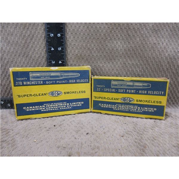 2 Empty CIL Collector Ammo Boxes - 32 Special, 270 Win.
