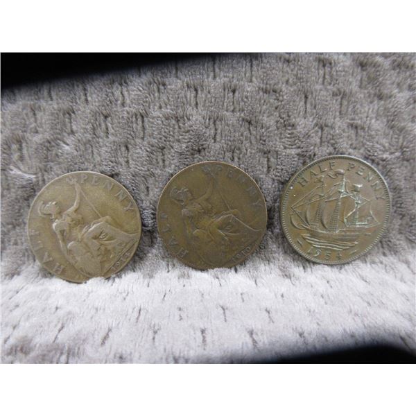 3 - United Kingdom Half Penny - 1910, 1914, 1954