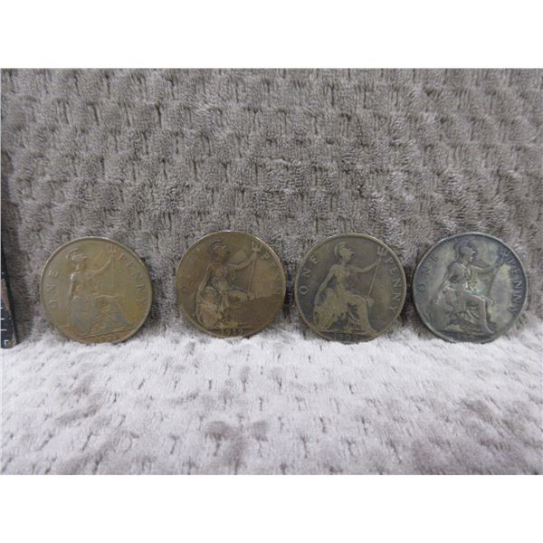 4 - United Kingdom One Penny - 1899, 1902, 1919, 1928