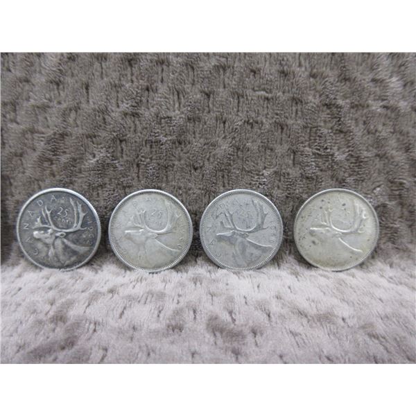4 - Canadian 25 Cent Pieces - 1954, 1956, 1960, 1962