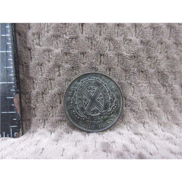 1844 - Province of Canada Half Penny - Bank of Montreal