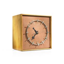 George Nelson & Associates Calfskin face table clock, model 4761