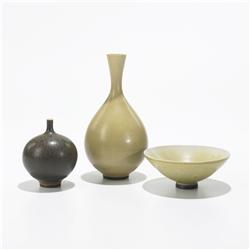 Berndt Friberg bowl and pair of vases