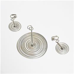 Tapio Wirkkala Hopeakuu pendant and pair of earrings