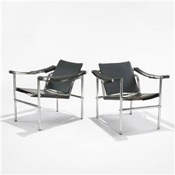 Pierre Jeanneret, Charlotte Perriand and Le Corbusier Basculant chairs, pair