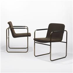 Robert Kleinschmidt pair of armchairs from Northwestern University Library, Chicago