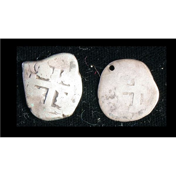 Spanish Mexico Silver Cob Pair, Real and Half Real