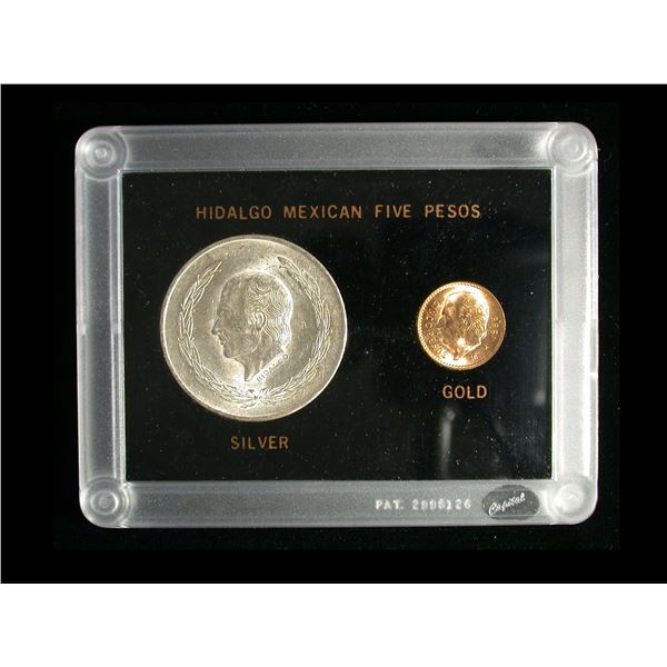 Mexico 5 Pesos Gold & Silver Pair - Hidalgo