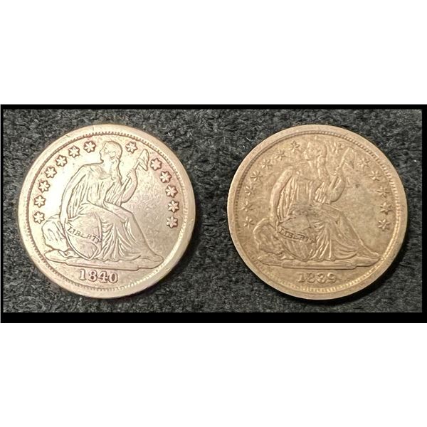 United States Seated Liberty Dime Pair, 1839 & 1840
