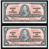 Image 1 : Bank of Canada 2 Dollars, 1937 - Consecutive Pair