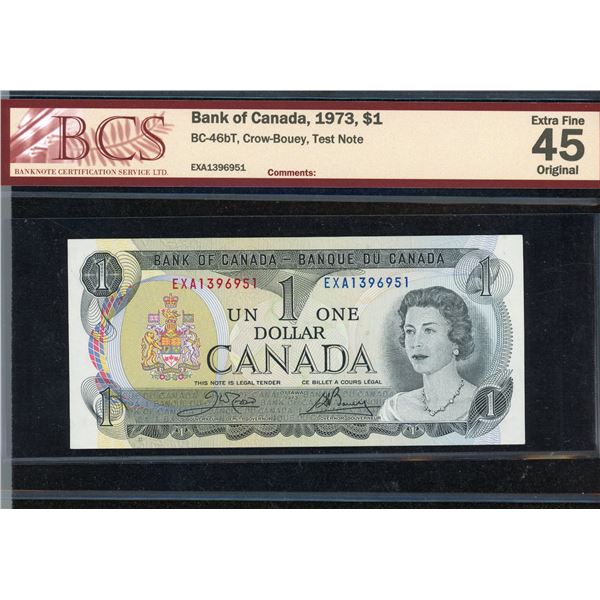 Bank of Canada One Dollar 1973 Test Note