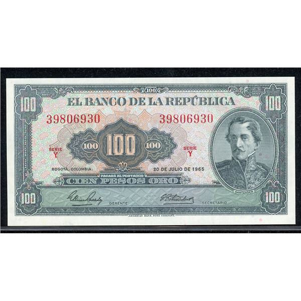 Colombia 100 Pesos Oro 1965