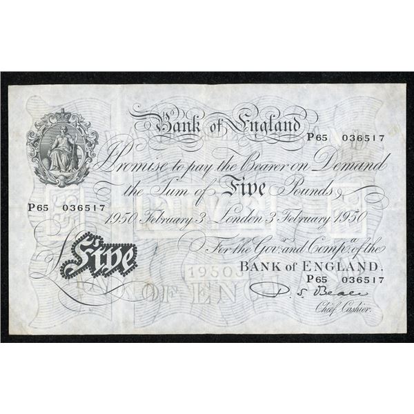 Bank of England 5 Pound Note 1950