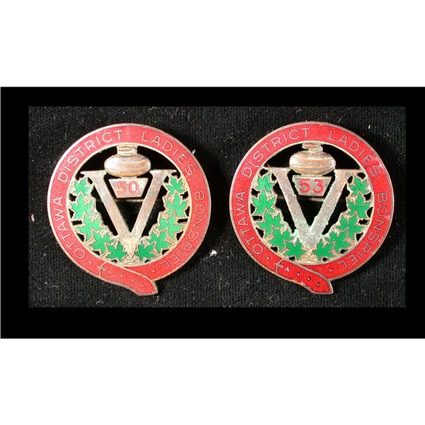 Ottawa District Ladies Bonspiel Pin Pair by Birks