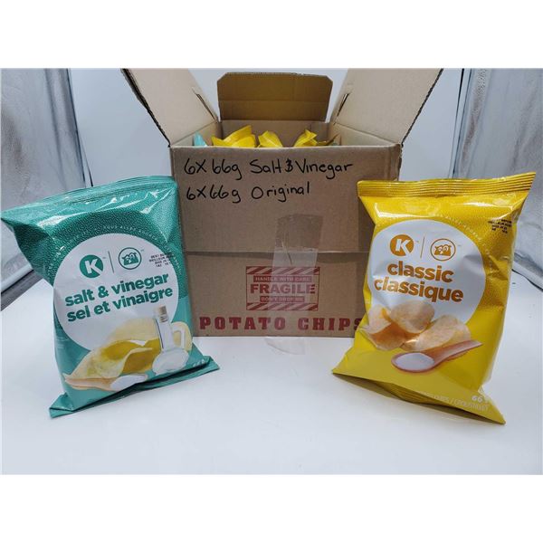 Circle K Salt & Vinegar and Classic Potato Chips (12 x 66g)