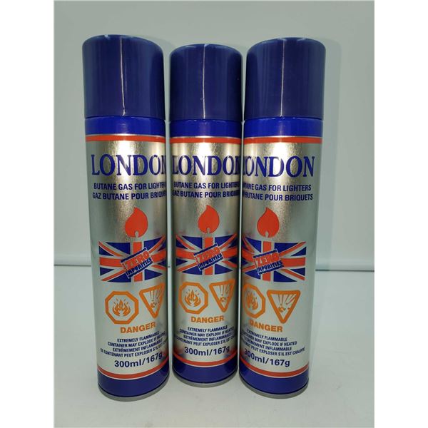London Butane Gas For Lighters (3 x 300ml)
