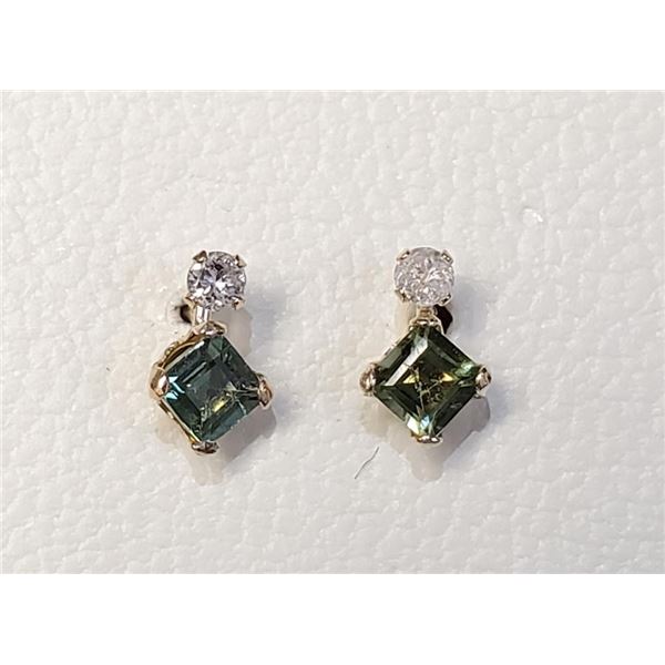 10K Yellow Gold Tourmaline(0.44ct) Diamond(0.06ct) Earrings, Made in Canada, Suggested Retail Value 