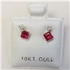 Image 4 : 10K Yellow Gold Ruby(0.44ct) Diamond(0.06ct) Earrings, Made in Canada, Suggested Retail Value $500