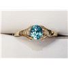 Image 1 : 10K Yellow Gold Blue Zircon(1ct) Diamonds(0.02Ct,Si,G-H) Ring (~Size 6)(Ring is resizable for $40) (