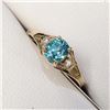 Image 5 : 10K Yellow Gold Blue Zircon(1ct) Diamonds(0.02Ct,Si,G-H) Ring (~Size 6)(Ring is resizable for $40) (