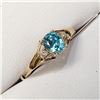 Image 6 : 10K Yellow Gold Blue Zircon(1ct) Diamonds(0.02Ct,Si,G-H) Ring (~Size 6)(Ring is resizable for $40) (