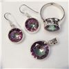 Image 1 : Silver Mystic Topaz(30ct) Ring,Earrings,Pendant,Chain(18") Set, Suggested Retail Value $500