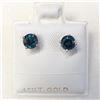 Image 6 : 14K White Gold Diamonds(0.88Ct,I1-I2,Blue) Unisex Cast Stud Earrings (~weight 0.79g), Made in Canada