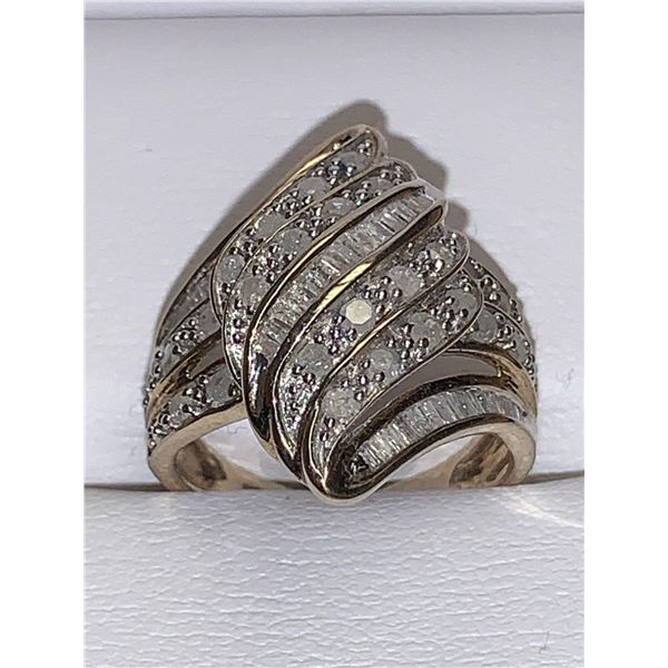 Ladies 14K Gold Diamond Cluster Dress Ring 2.04 Carat TW Round & Baguette Cut Diamonds Appraisal $2.