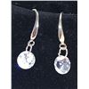 Image 3 : Set of Ladies 1.0 carat Solitaire Crystal & Silver Earrings Dangle Style