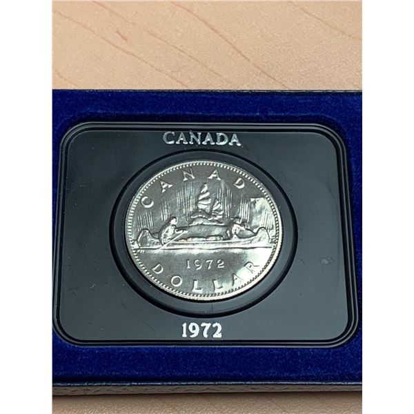 Royal Canadian Mint 1972 Cased Canoe Dollar with Display
