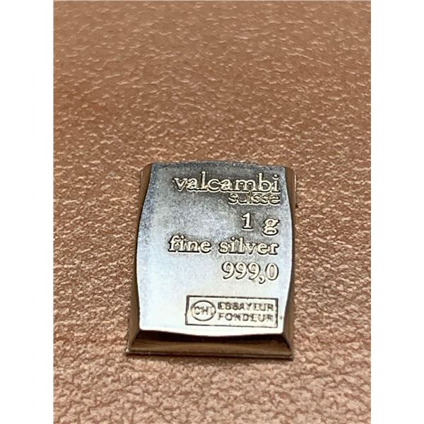 Valcambi Suisse 1g .999 Fine Pure Silver Wafer bar