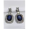 Image 1 : Set of .925 Silver Solitaire Sapphire Earrings with safe clasp backing