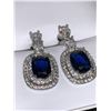 Image 2 : Set of .925 Silver Solitaire Sapphire Earrings with safe clasp backing