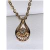Image 1 : Tear Drop 14K GP Solitaire Pendant and chain Set