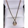 Image 2 : Tear Drop 14K GP Solitaire Pendant and chain Set