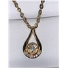 Image 3 : Tear Drop 14K GP Solitaire Pendant and chain Set