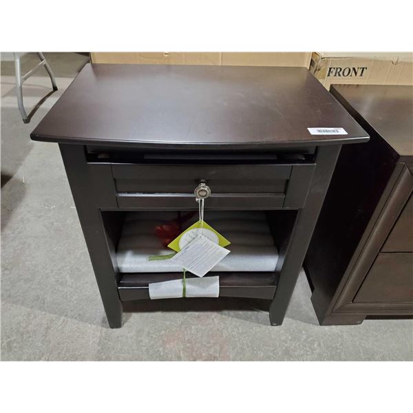 NEW Brown Wooden Aspen Home Night Stand with Built in Light and Charge Station